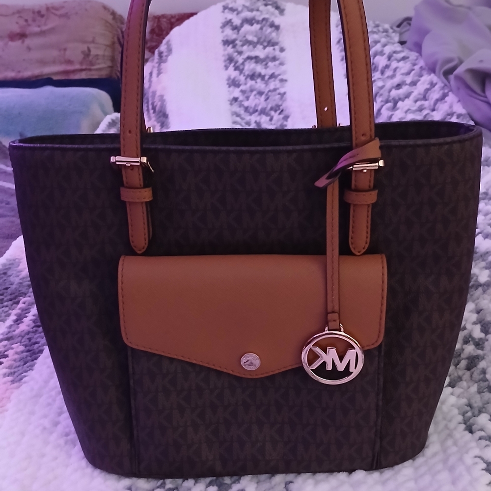 Authentic Michael Kors Jet Set Monogram Tote Bag